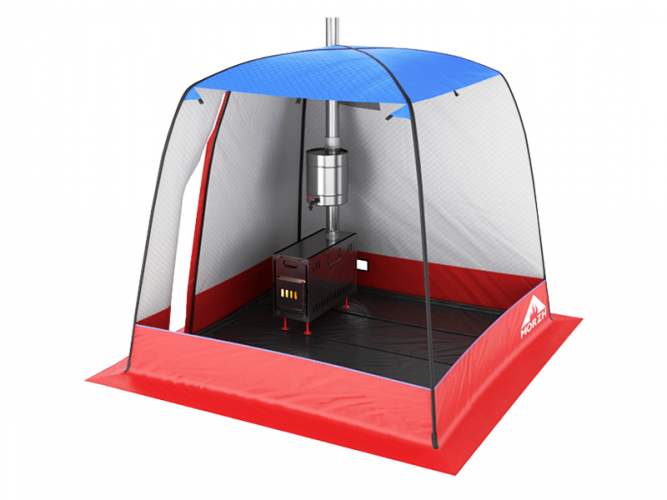 Мобильная баня-палатка МОРЖ c 2-мя окнами сине-красный в Барнауле