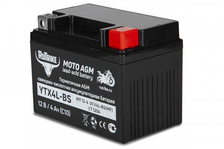 Аккумулятор стартерный для мототехники Rutrike YTX4L-BS (12V/4Ah) в Барнауле