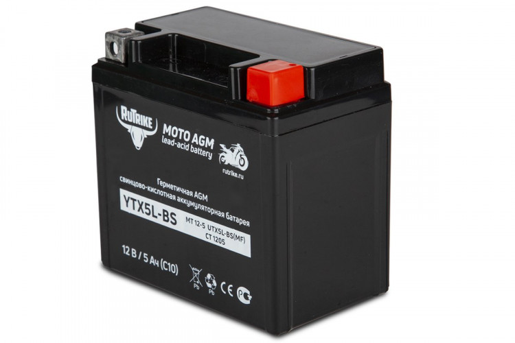 Аккумулятор стартерный для мототехники Rutrike YTX5L-BS (12V/5Ah) в Барнауле