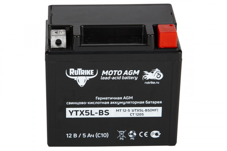 Аккумулятор стартерный для мототехники Rutrike YTX5L-BS (12V/5Ah) в Барнауле