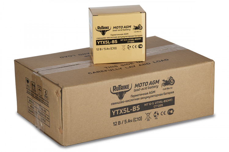 Аккумулятор стартерный для мототехники Rutrike YTX5L-BS (12V/5Ah) в Барнауле