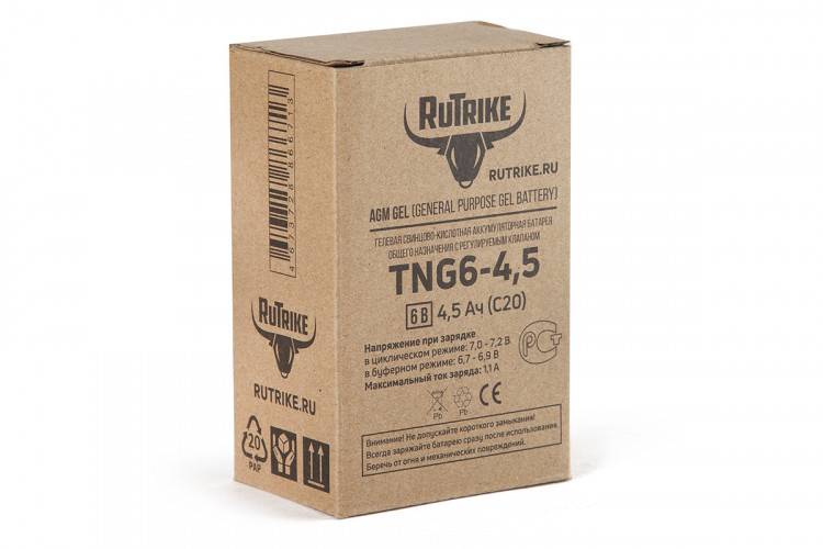 Тяговый гелевый аккумулятор RuTrike TNG 6-4,5 (6V4,5A/H C20) в Барнауле