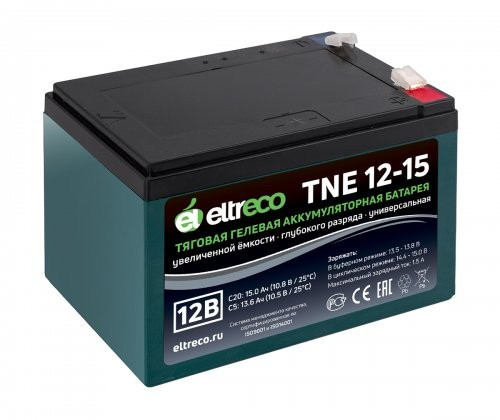Тяговый аккумулятор Eltreco TNE12-15 (12V12A/H C3) нож в Барнауле