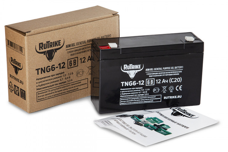Тяговый гелевый аккумулятор RuTrike TNG 6-12 (6V12A/H C20) в Барнауле