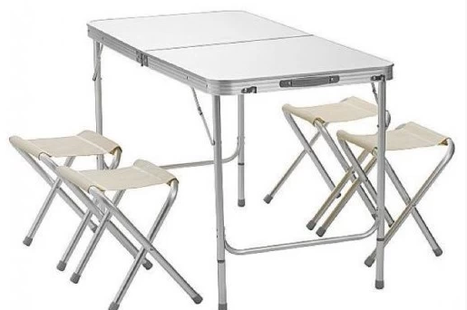 Набор стол раскладной водостойкий 120х60 и 4 табурета в Барнауле